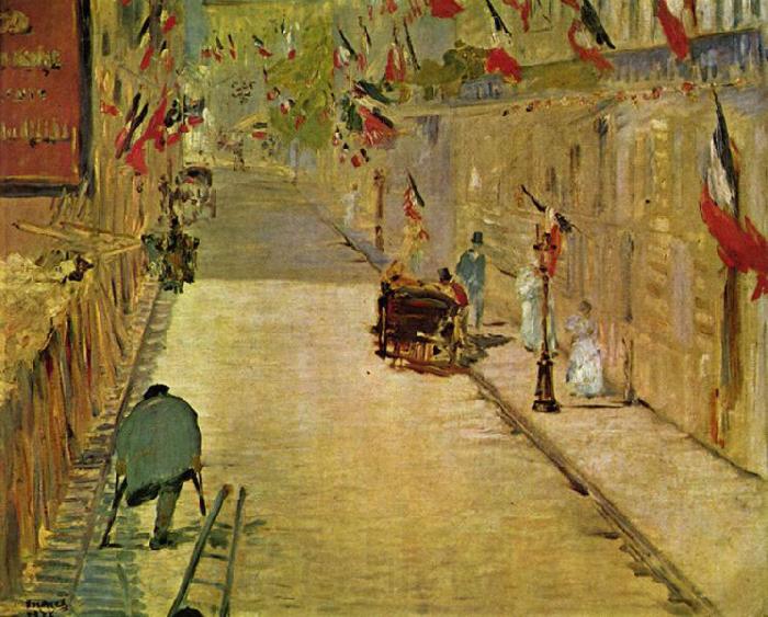 Edouard Manet Rue Mosnier mit Fahnen